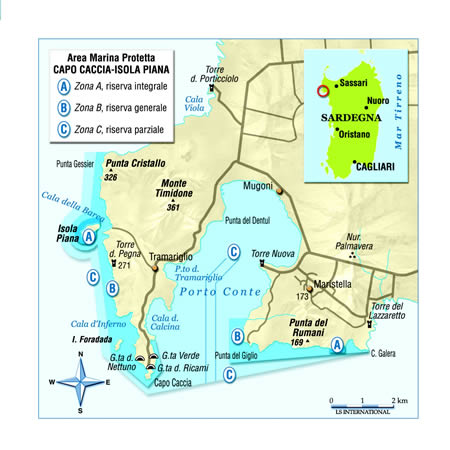 cartina del Capo Caccia - Isola Piana