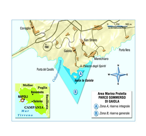 cartina del Parco sommerso di Gaiola
