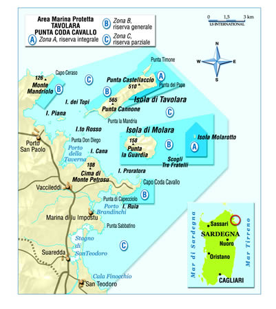 cartina del Tavolara - Punta Coda Cavallo