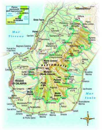 cartina del parco nazionale dell'aspromonte