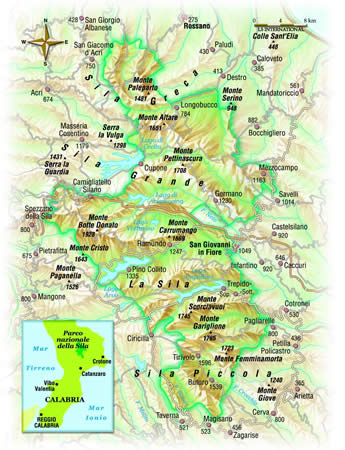 cartina del parco nazionale  della calabria
