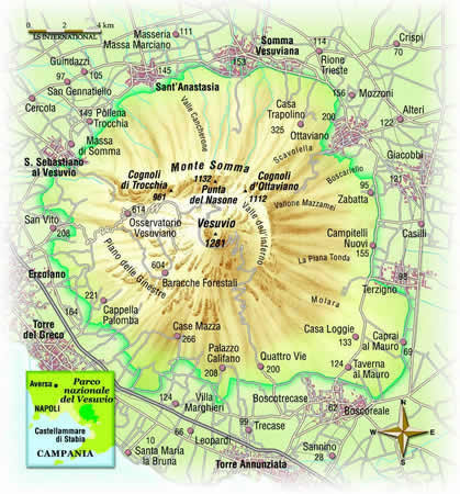 cartina del parco nazionale  del vesuvio
