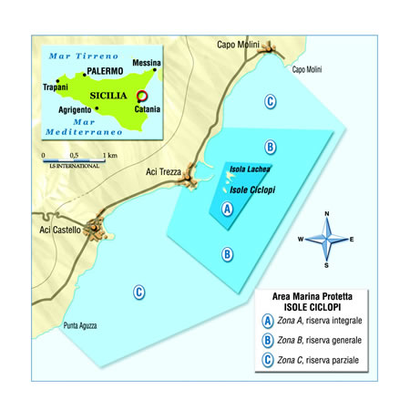 cartina del Isole Ciclopi