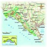 cartina del parco nazionale  delle cinque terre clicca l'immagine per ingrandirla in un'altra pagina